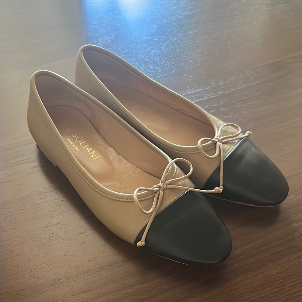 A. Soliani Tan & Black Ballet Flat